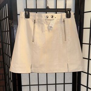 Francesca's Collections Cream Mini Skirt with Zipper Accents